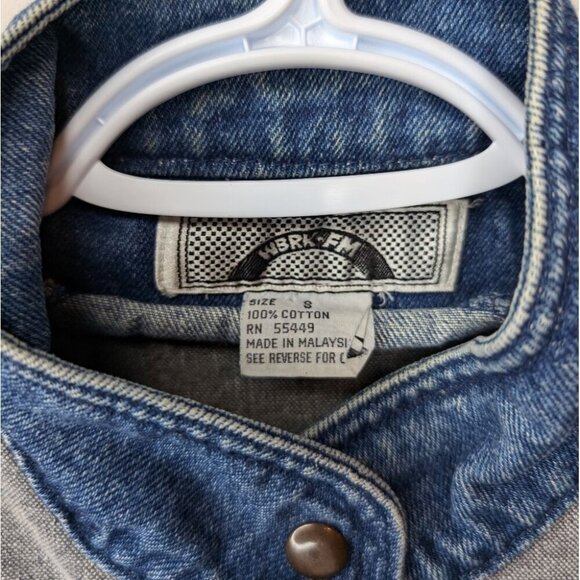 Vintage WBRK-FM Denim Button Down Pleated Patchwork 100% Cotton Jacket Women's S - Picture 3 of 9